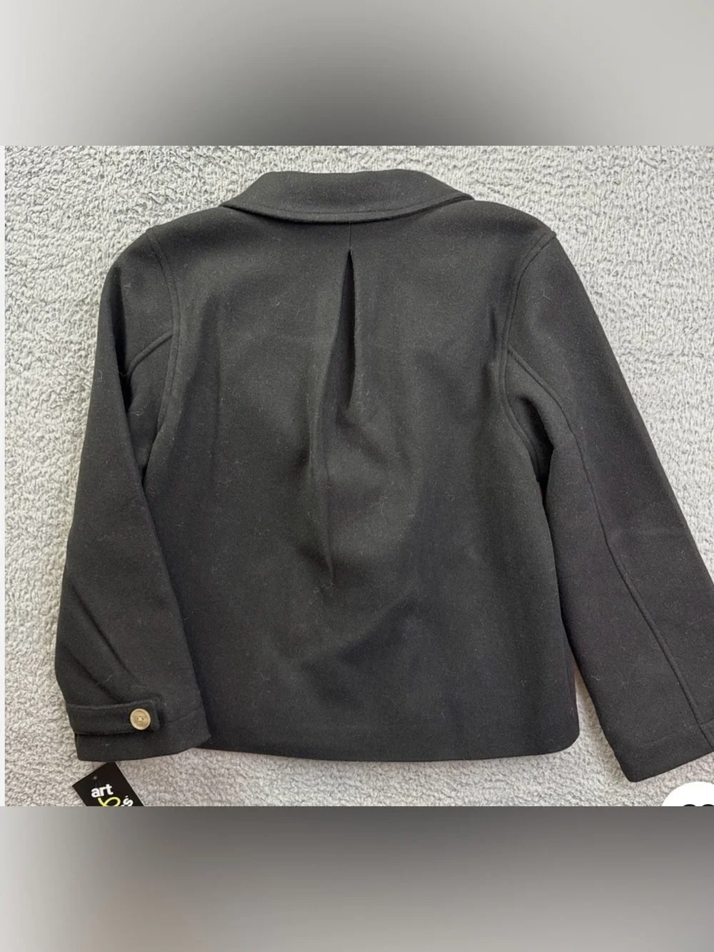 Girls' Black Double-Breasted Peacoat Jacket Size M (8)